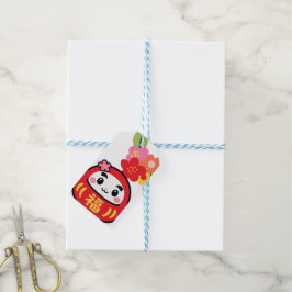Etiquetas Para Regalos patrón de daruma kawaii