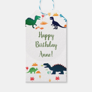 Etiquetas Para Regalos Patrón de dinosaurios coloridos