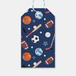 Etiquetas Para Regalos Patrón de equipo deportivo infantil en azul