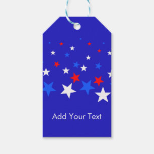 Etiquetas Para Regalos Patrón de estrellas azul, rojo y blanco