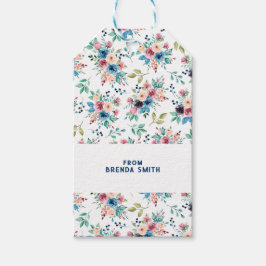 Etiquetas Para Regalos Patrón de flores primaverales coloridas