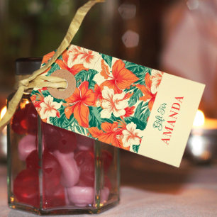 Etiquetas Para Regalos Patrón de flores tropicales Vibe de Hawái