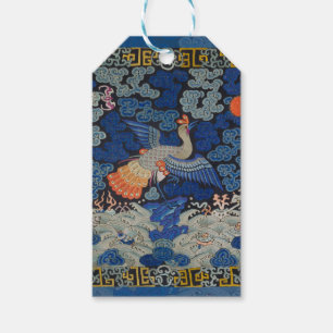 Etiquetas Para Regalos Patrón de grulla china vintage: azul imperial