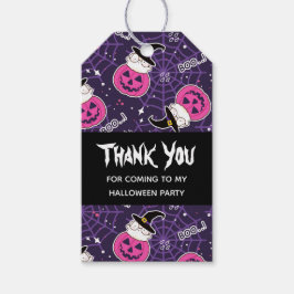 Etiquetas Para Regalos Patrón de Halloween de gatos y calabazas
