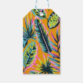 Etiquetas Para Regalos Patrón de impresión de hojas y plantas tropicales 