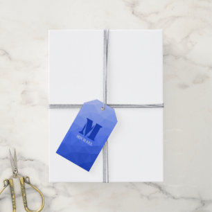 Etiquetas Para Regalos Patrón de malla geométrica azul oscuro Monograma