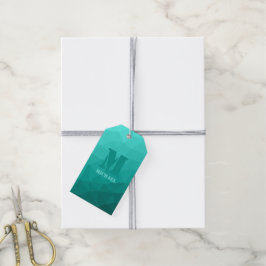 Etiquetas Para Regalos Patrón de malla geométrica verde azulada turquesa