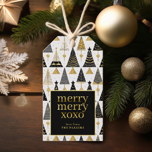 Etiquetas Para Regalos Patrón de merry de Navidades de oro negro#25 ID100