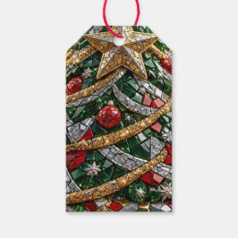 Etiquetas Para Regalos Patrón de mosaico de árbol de Navidad en 3D
