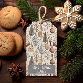 Etiquetas Para Regalos Patrón de Navidades de los tonos de la tierra#25 I