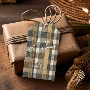 Etiquetas Para Regalos Patrón de Navidades de oro de los tonos de la tier