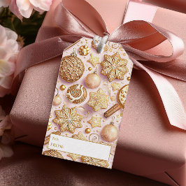 Etiquetas Para Regalos Patrón de Navidades de oro rosado #12 ID1009 Envol