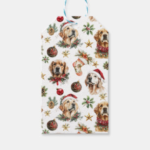 Etiquetas Para Regalos Patrón de Navidades de perros Mascotas Golden Retr