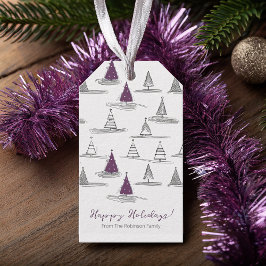 Etiquetas Para Regalos Patrón de Navidades púrpuras n° 5 ID1009