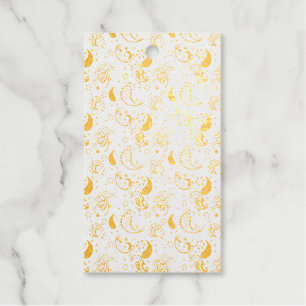 Etiquetas Para Regalos Patrón de paisley blanco y negro - Arte textil ele
