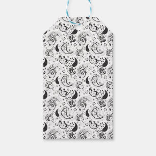 Etiquetas Para Regalos Patrón de paisley en negro y blanco – Arte textil 