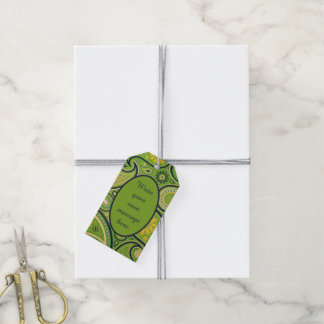 Etiquetas Para Regalos Patrón de paisley verde brillante con mensaje pers
