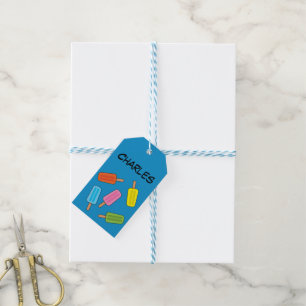 Etiquetas Para Regalos Patrón de paleta colorido variado Añadir su nomb