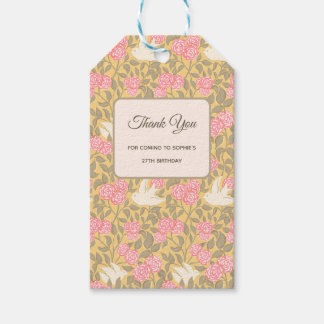 Etiquetas Para Regalos Patrón de paloma floral rosa pastel
