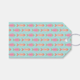Etiquetas Para Regalos Patrón de peces de verano costero colorido