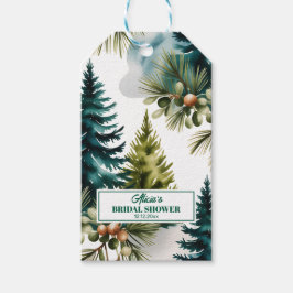 Etiquetas Para Regalos Patrón de pino acuarela Invierno Despedida de solt