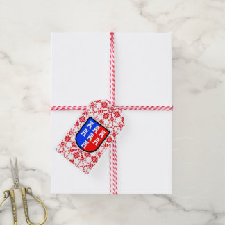 Etiquetas Para Regalos Patrón de Sajonia rojo blanco