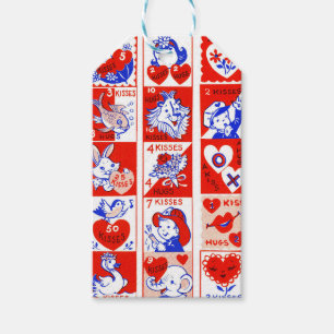 Etiquetas Para Regalos Patrón de sello vintage de San Valentín de los año