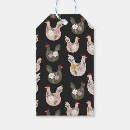 Etiquetas Para Regalos Patrón de Semana Santa sin fisuras con pollo.