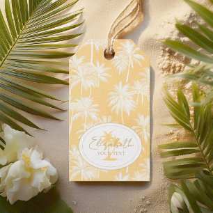 Etiquetas Para Regalos Patrón de silueta de árbol de palmas hawaiano ID10