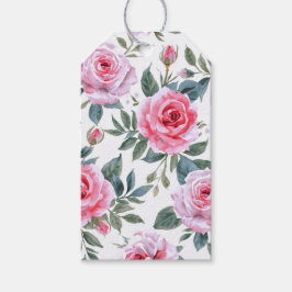 Etiquetas Para Regalos Patrón Elegante de Acuarela de Rosa Rosa