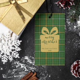 Etiquetas Para Regalos Patrón festivo de Navidad en cuadros verdes - 