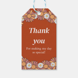 Etiquetas Para Regalos Patrón floral Pastel Rosa y Naranja Daisy