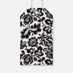 Etiquetas Para Regalos Patrón floral veneciano en negro y blanco de Willi