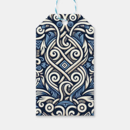 Etiquetas Para Regalos Patrón griego moderno azul y blanco