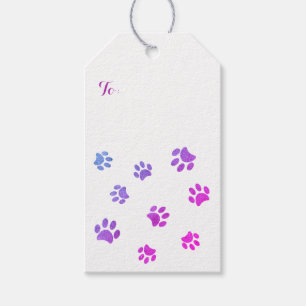 Etiquetas Para Regalos Patrón personalizado de huellas de patas azules mo