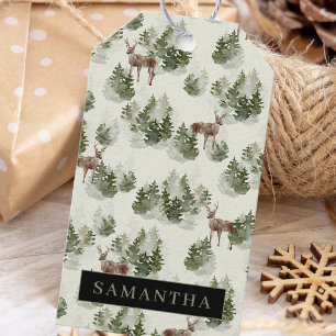 Etiquetas Para Regalos Patrón sin problemas del bosque acuático