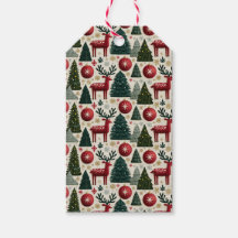 Patrón tradicional de árbol de Navidad con renos