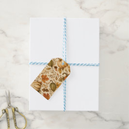 Etiquetas Para Regalos Patrón vintage de otoño de calabaza y calabacines 