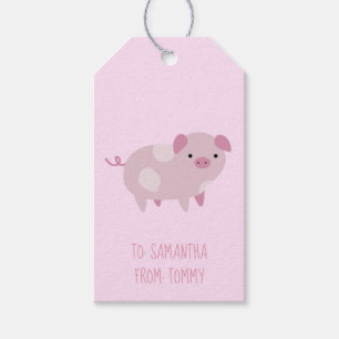 Etiquetas Para Regalos Patrón y puntos de pequeños lechones rosados