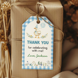 Etiquetas Para Regalos Pavo Floral Azul Cumpleaños Agradecimiento Tonto