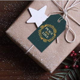 Etiquetas Para Regalos Paz azul-verde, alegría, amor Navidades de oro cor