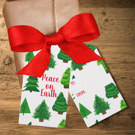 Etiquetas Para Regalos Paz en la Tierra Árboles de Navidad