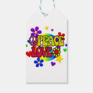 ETIQUETAS PARA REGALOS PEACE LOVE TIE DYE HIPPIE SYMBOL GIFT TAGS