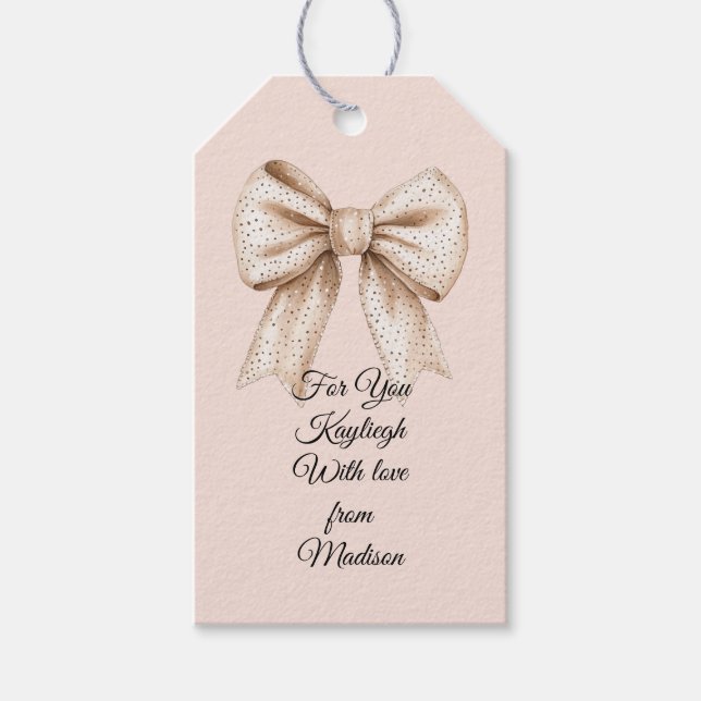Etiquetas Para Regalos Peach Cream Bow (Anverso)