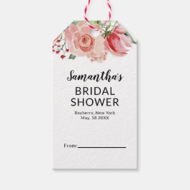 Etiquetas Para Regalos Peach Watercolor Floral Display Bridal Shower