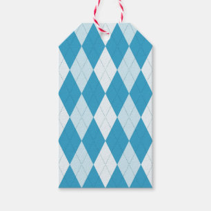 Etiquetas Para Regalos Peacock Azul Argyle Pequeño Forma de Diamante