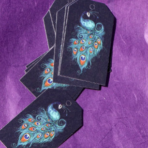 Etiquetas Para Regalos Peacock Feathers Peacocks Verde azulados