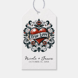 Etiquetas Para Regalos Pegatina de tatuaje de corazón de amor verdadero B