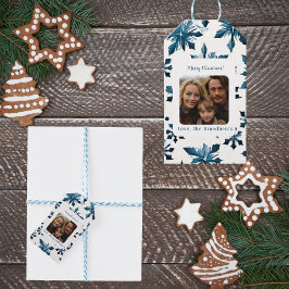 Etiquetas Para Regalos Pegatina fotográfico de Navidades de copos de niev