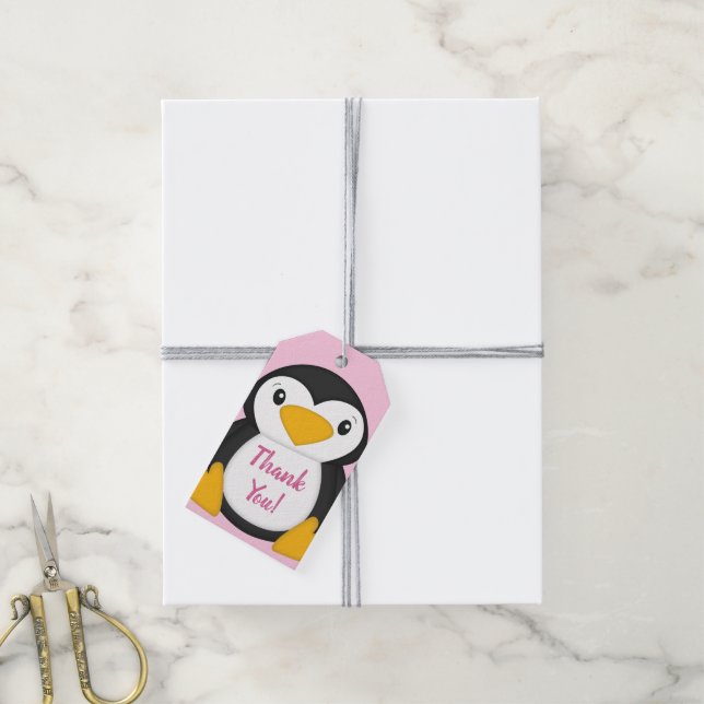 Etiquetas Para Regalos Penguin Baby Shower (Con cuerda)